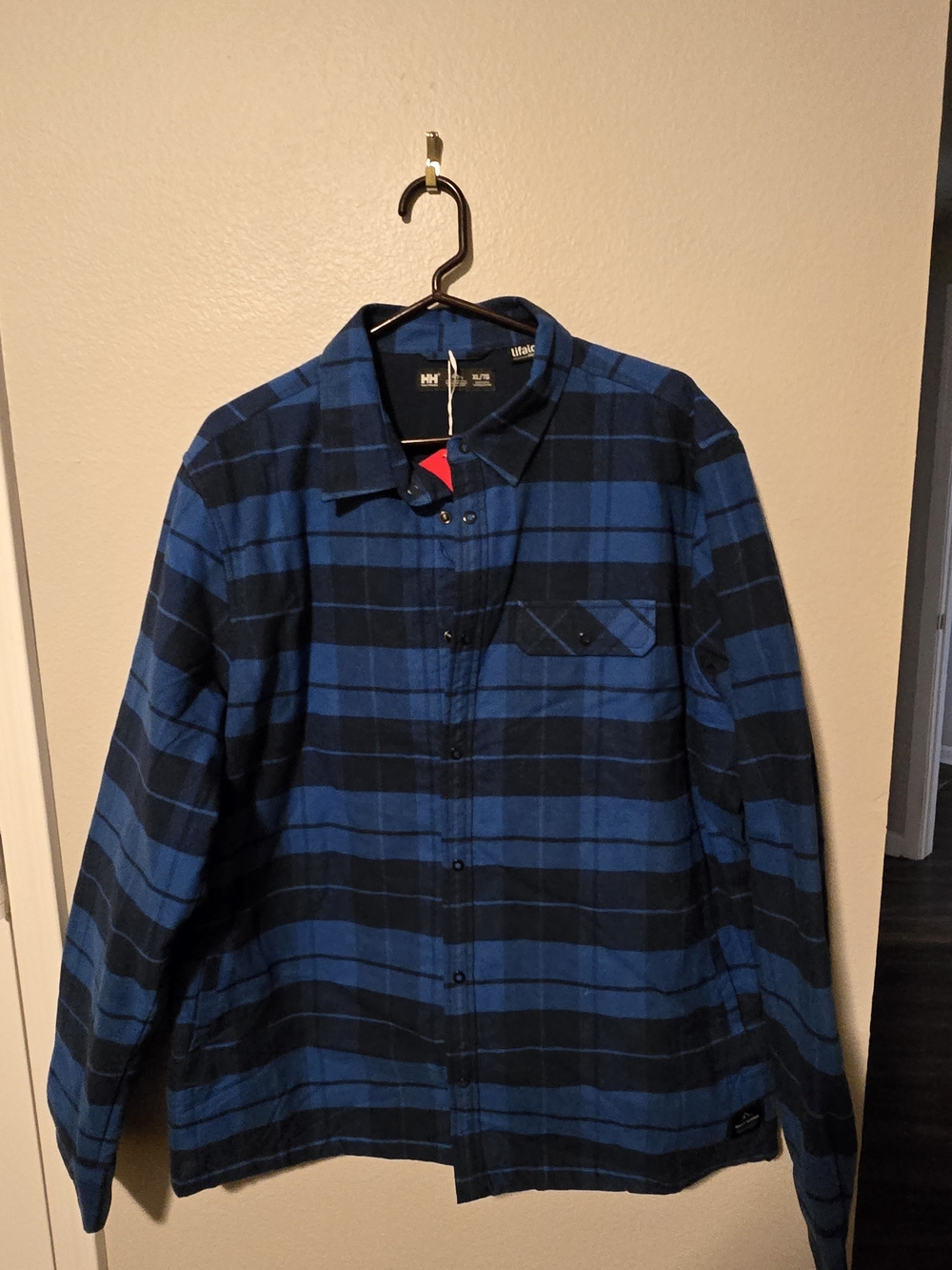 Helly Hansen Blue and Black Plaid Lightweight Shirt Jacket